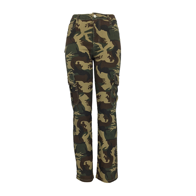 妇女的颜色倾斜的直腿裤，带腰部口袋